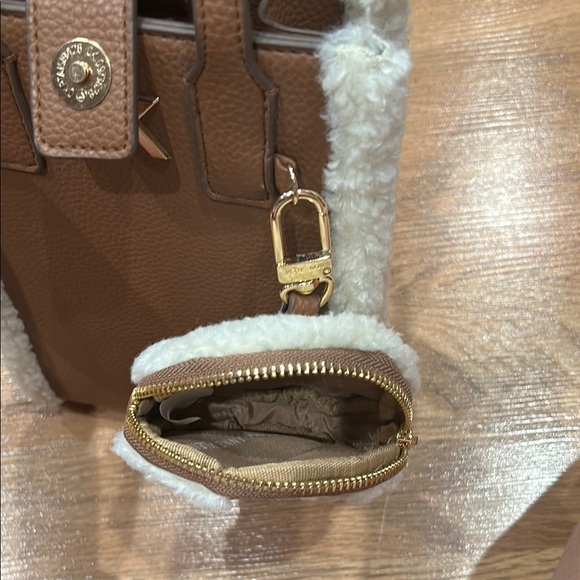 Anne Klein Brown Tote with Cream Shearling Accents - Picture 4 of 4